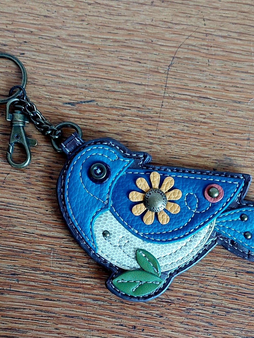Blue Bird Keychain Wallet Keyring Vegan Leather, NWOT